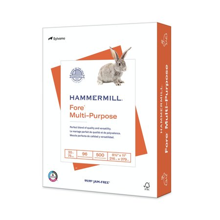 HAMMERMILL Fore Multipurpose Print Paper, 96 Bright, 20 lb, 8.5 x 11, White, PK500 PK HAM103267
